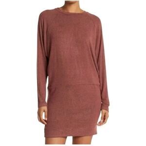 The Vanity Room Banded Knit Long Dolman Sleeve Womens Soft Sweater Dress Med